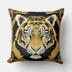 Coussin Travail d'art du tigre ornemental doré