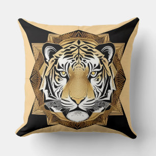 Coussin Travail d'art du tigre ornemental doré