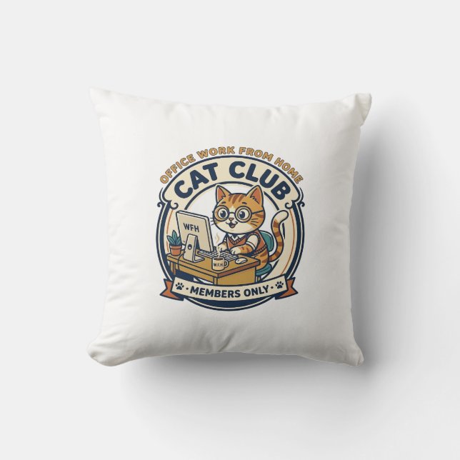 Coussin Travail de bureau à domicile Chat Cadeau pour amat (Recto)