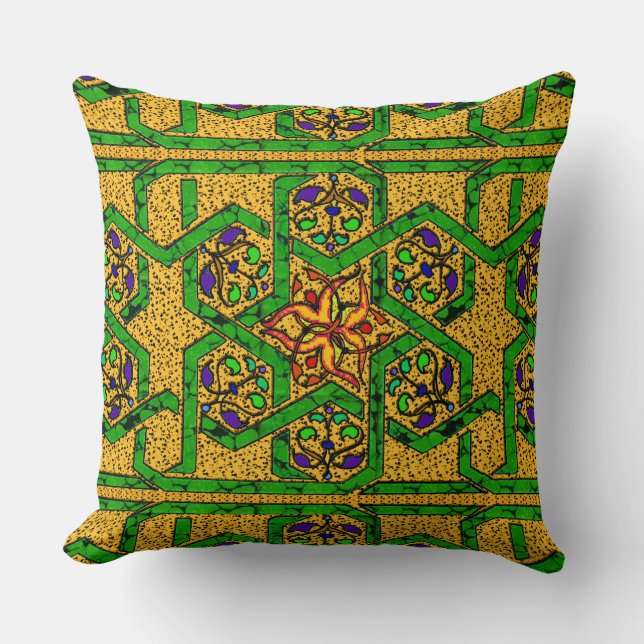 Coussin Travail de noeud de vert et d'or de jade (Recto)