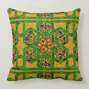 Coussin Travail de noeud de vert et d'or de jade