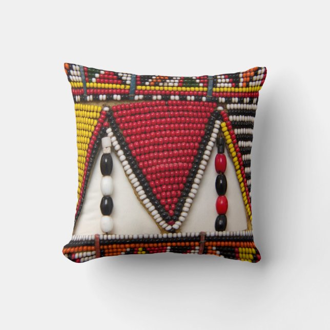 Coussin Travail de perles tribal Maasai (Recto)