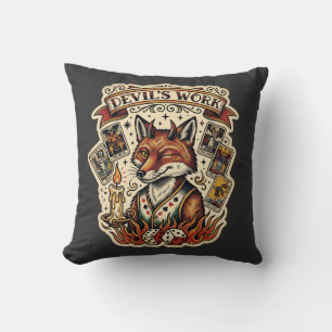 Coussin Travail du diable Carte de tarot du renard rusé Ta