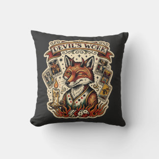 Coussin Travail du diable Carte de tarot du renard rusé Ta