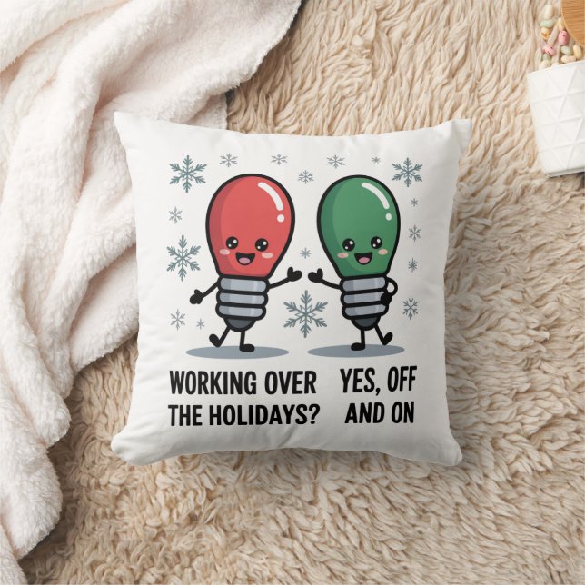 Coussin Travail pendant les vacances de Noël Blague drôle  (Couverture)