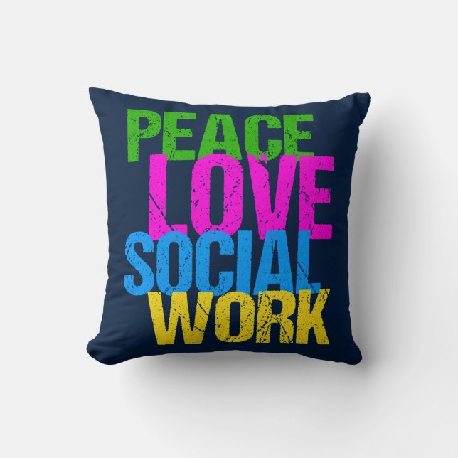 Coussin Travail social d'amour de paix (Recto)