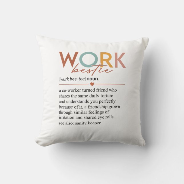 Coussin Travail vintage Bestie Définition Enseignants Infi (Recto)