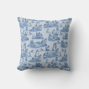Coussin Travailler de la maison avec mes chats Delft Blue