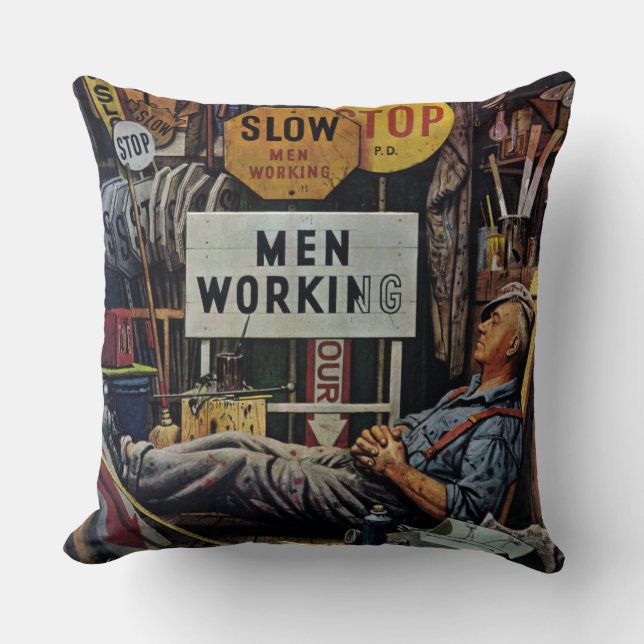 Coussin Travailler d'hommes (Recto)
