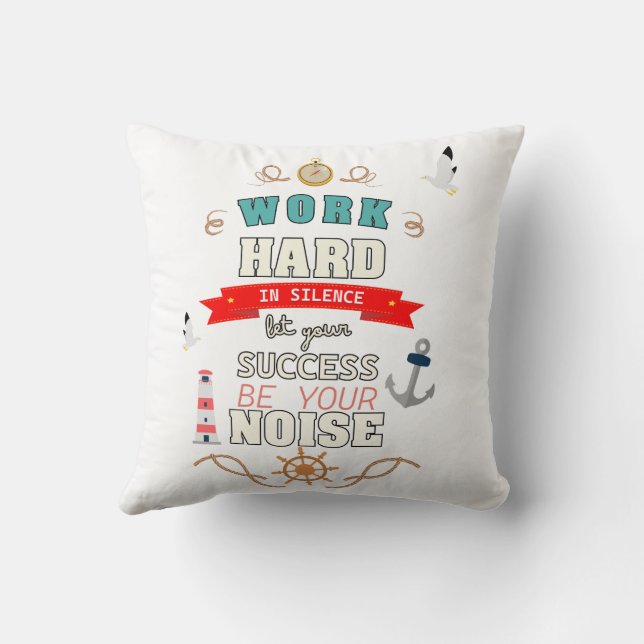 Coussin Travailler dur dans le silence (Verso)