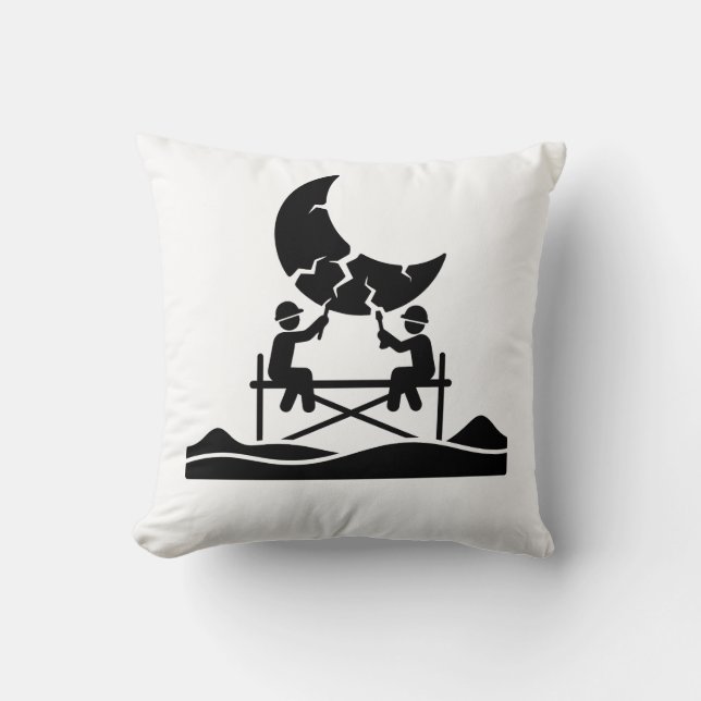 Coussin Travailleurs de la réparation de la lune fissurée  (Recto)