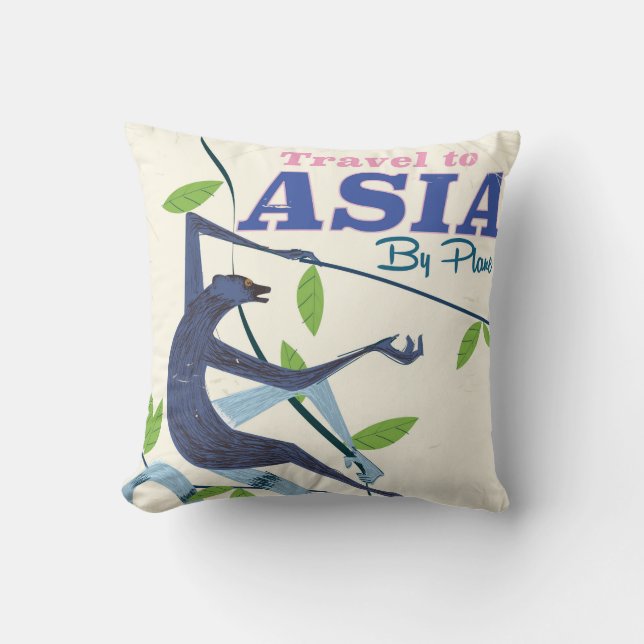 Coussin Travel To Asia Monkey imprimé voyage (Recto)