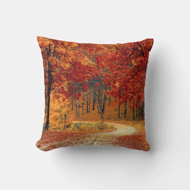 Coussin Traverser les arbres en automne (Recto)