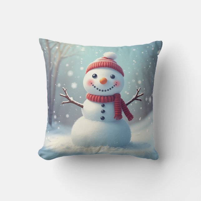 Coussin Traversin Bonhomme de Neige de Noël (Recto)