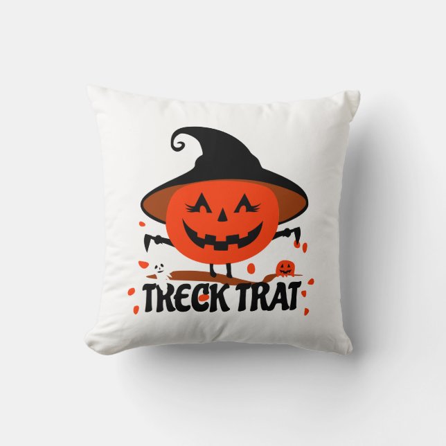 Coussin Treck Trat Citrouille Sourire (Recto)