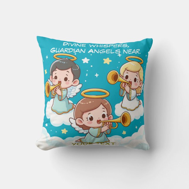 Coussin Tree Guardian Angels jouant de la trompette (Recto)