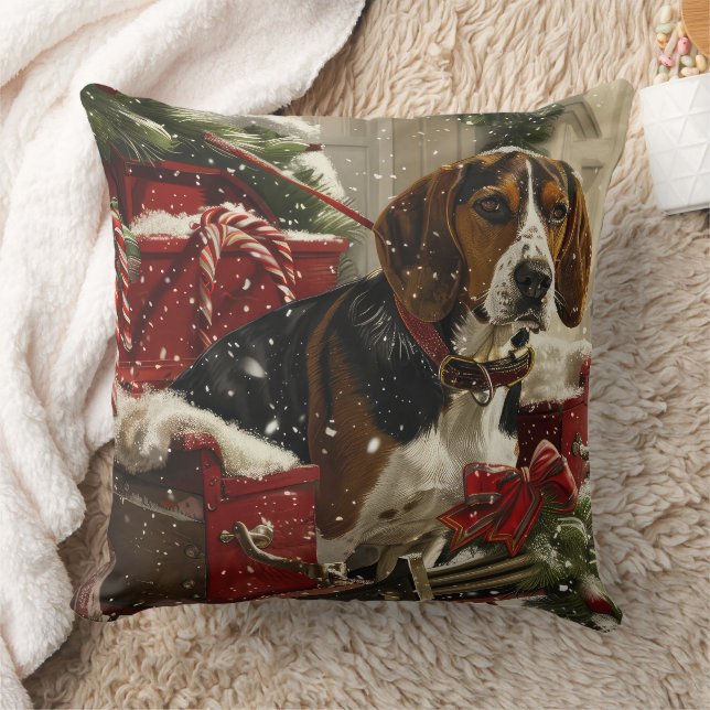 Coussin Treeing Walker Coonhound Dog Christmas Festive (Couverture)