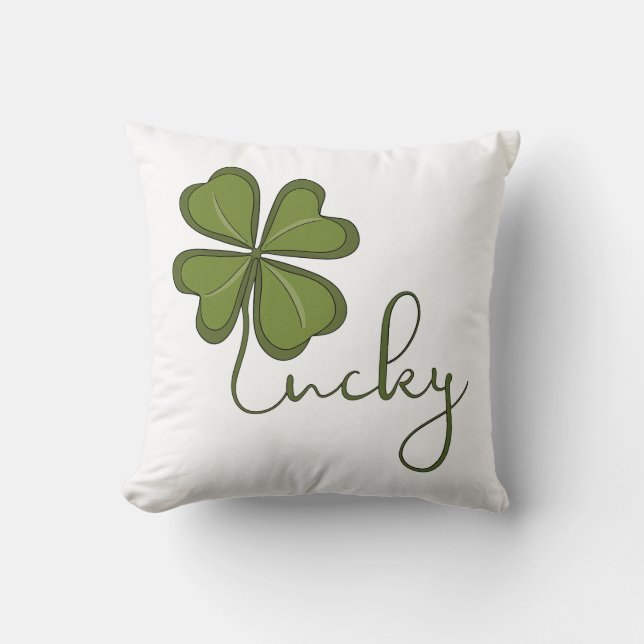 Coussin Trèfle à quatre feuilles chanceux (Recto)