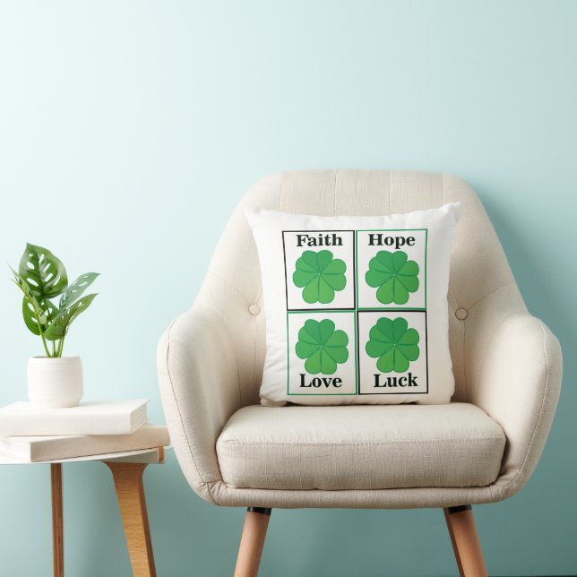 Coussin Trèfle à quatre feuilles Saint-Patrick Trèfle à qu (Chaise)