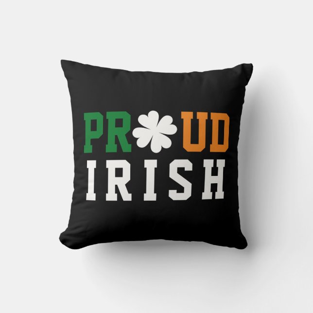 Coussin Trèfle Chanceux Citation Fière Irlandaise St Paddy (Recto)
