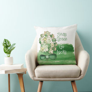 Coussin Trèfle Chanceux Personnalisé Aquarelle