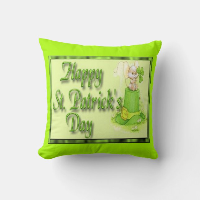 Coussin Trèfle de casquette de souris de Jour de la Saint (Recto)