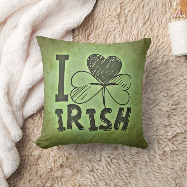 Coussin Trèfle irlandais vert j'aime  (Couverture)