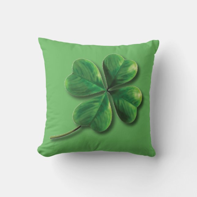 Coussin Trèfle irlandais vert moderne (Recto)