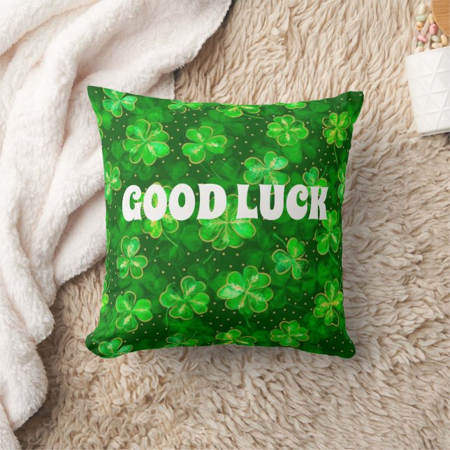 « Coussin Trèfle Vert – Décoration de Bonne Chance (Couverture)