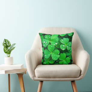 Coussin Trèfles à quatre feuilles irlandais Bonne Chance