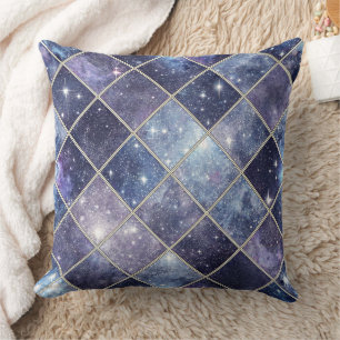 Coussin Treillis de diamant bleu de minuit - Nuit étoilée