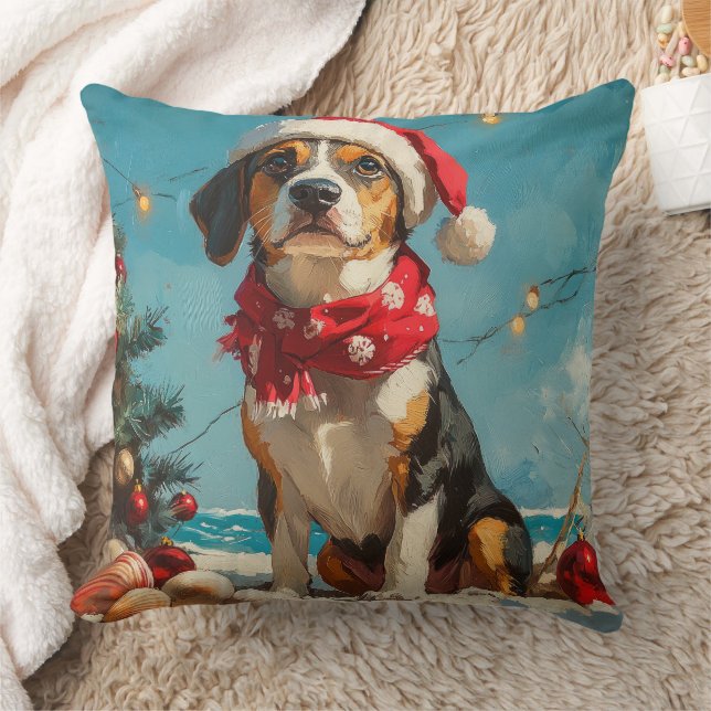 Coussin Treking Walker Coonhound Noël Vintage Beach (Couverture)