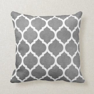 Coussin Trellis classique gris et blanc Quatrefoil