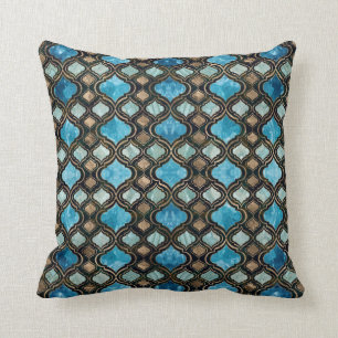Coussin Trellis marocain Textures de cristal bleu