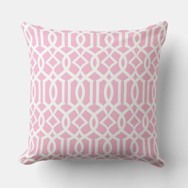 Coussin Trellis Marocca Marocain Rose Bébé Blanc Trellis (Recto)