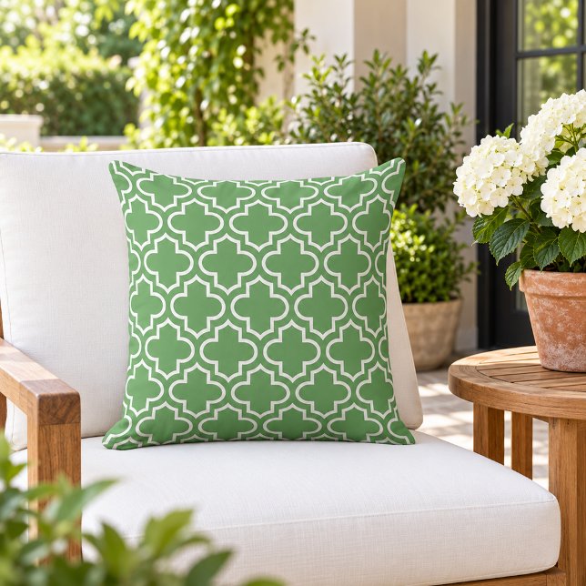 Coussin Trellis Quatrefeuilles Vert Classique Blanc (Créateur téléchargé)