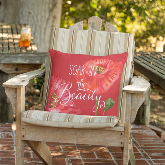Coussin Trempez dans la Beauté Coquelicots Rouges (Chaise)