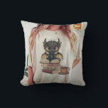Coussin Trending Throw Pillow, Throw Pillow 16" x 16"<br><div class="desc">Cet adorable coussin présente un design charmant d'un dragon noir mignon avec de minuscules cornes et des ailes, portant des lunettes surdimensionnées et perché sur une pile de livres, avec à côté une tasse à café confortable. Fabriqué en tissu doux et de haute qualité, il n’est pas seulement élégant mais...</div>