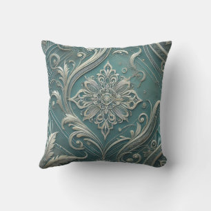 Coussin Trending Turquoise Intricable Floral Motif Design2