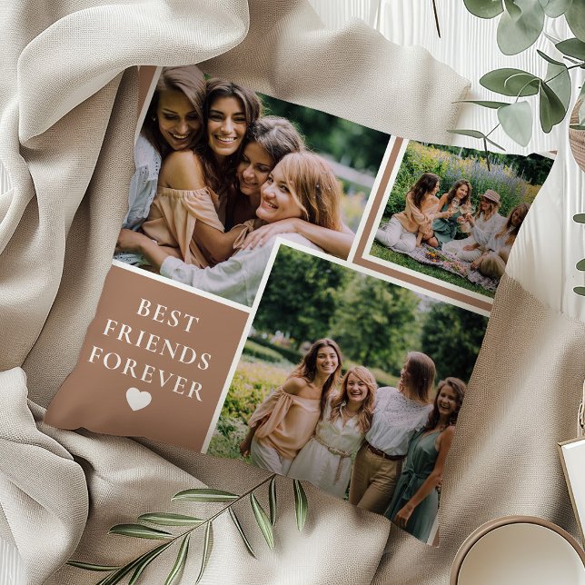 Coussin Trendy 4 Photo & Bestie Quote Best Friends Forever (Créateur téléchargé)