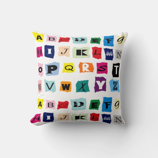 Coussin Trendy Alphabet Carré Carreaux (Recto)