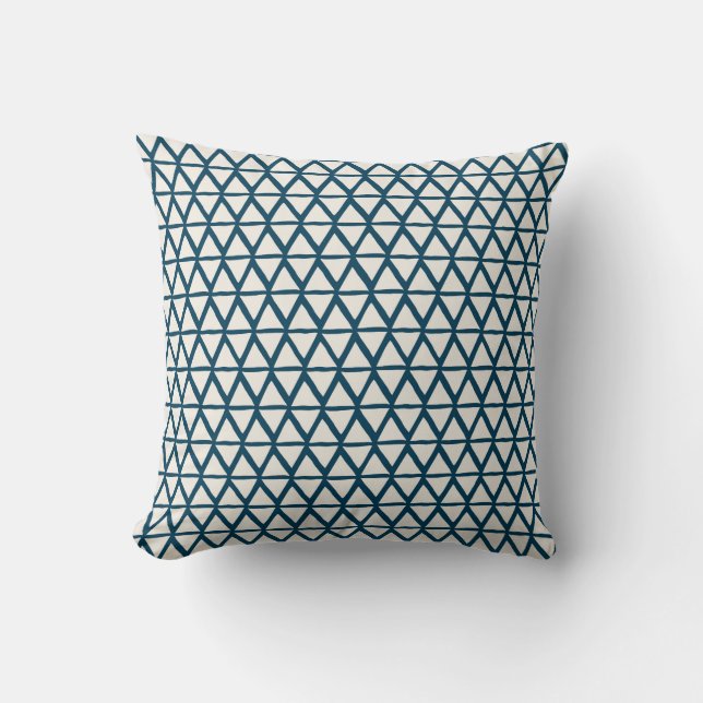 Coussin Trendy Cream et Navy Diamond Lattice Motif (Recto)