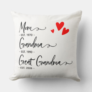 Coussin Trendy Custom Year Mom Grandma Great Grandma