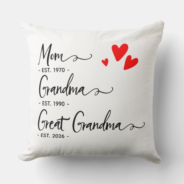 Coussin Trendy Custom Year Mom Grandma Great Grandma (Recto)