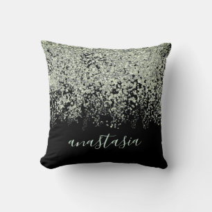 Coussin Trendy Glam Light Gray Glittery Sparkling