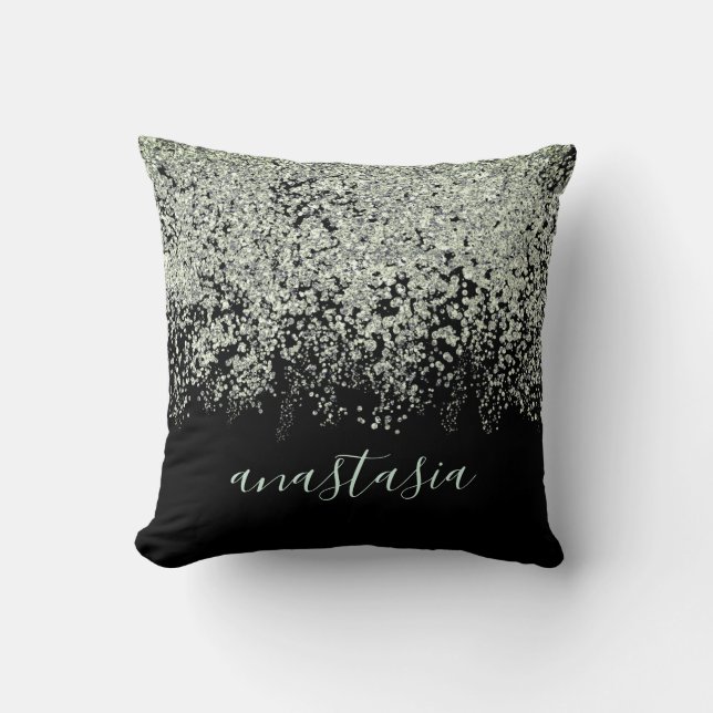 Coussin Trendy Glam Light Gray Glittery Sparkling (Recto)