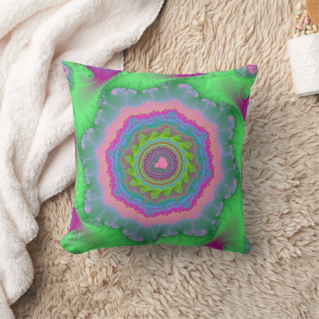 Coussin Trendy Green et Peach Fractal (Couverture)