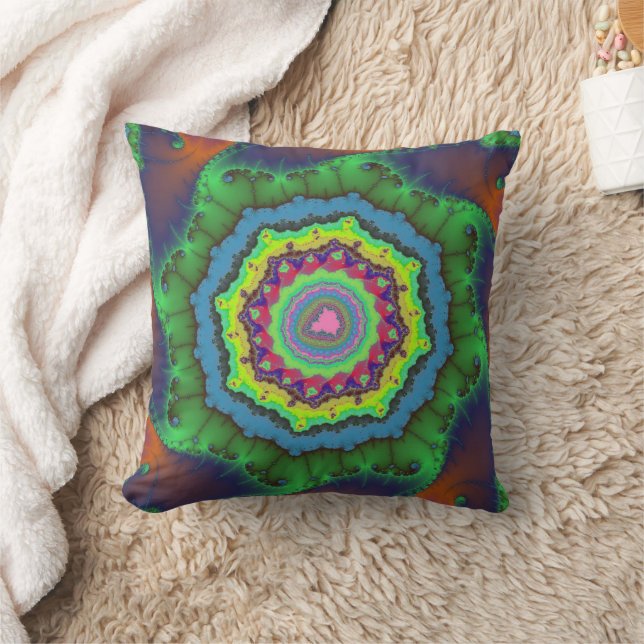 Coussin Trendy Green, Orange et Blue Fractal (Couverture)