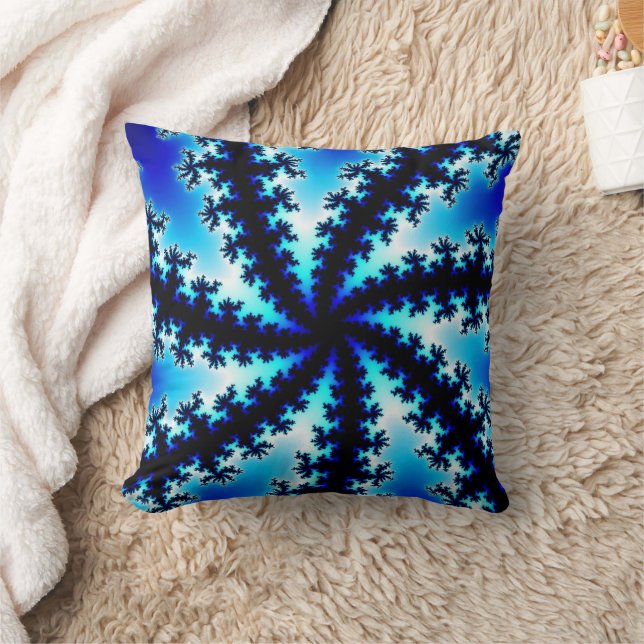 Coussin Trendy Navy Blue and White Fractal (Couverture)