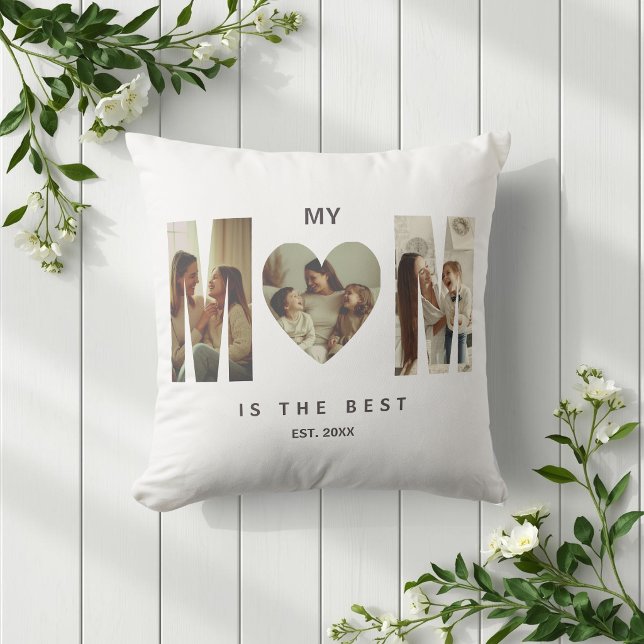 Coussin Trendy Personalized Photo MOM Heart Pillow (Créateur téléchargé)